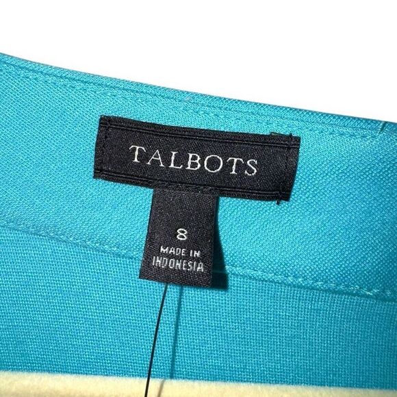 NWT Talbots Teal Blue L/S V-Neck Sun Dress Sz 8 - Picture 2 of 8